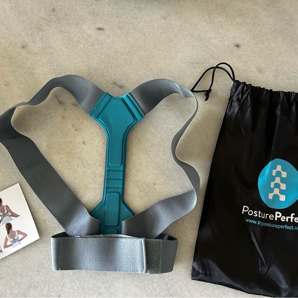 Posture Perfect Women’s Back Support Brace - Blue and Gray. Size S